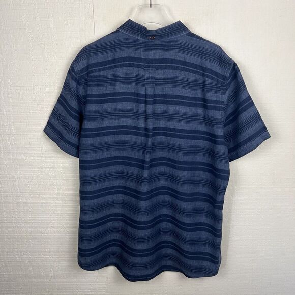 Jack Spade Shirt XXL Mens Hatton Trim Fit Button Short Sleeve Blue Stripe Linen - Picture 5 of 7